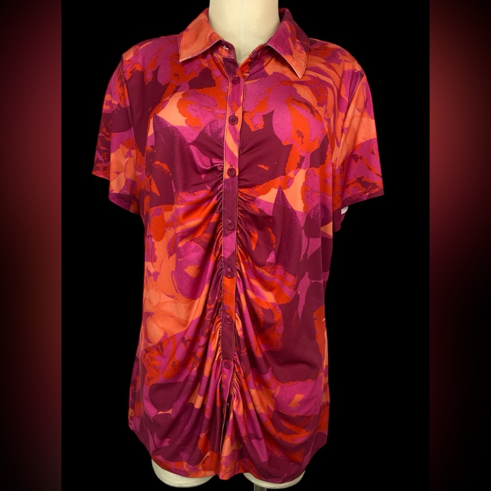 Torrid Vibrant Pink and Orange Button-Up Shirt Women’s Size 1